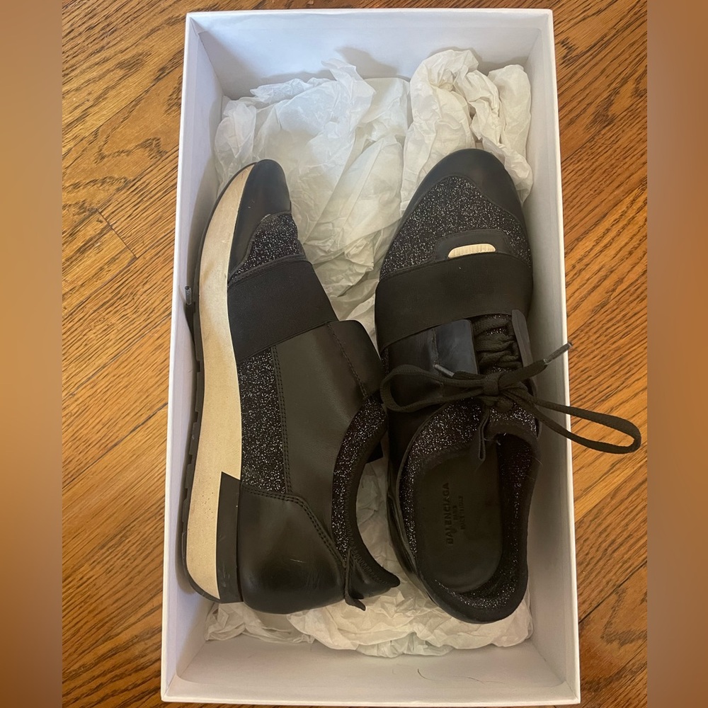 Balenciaga Race Runners Black Silver White